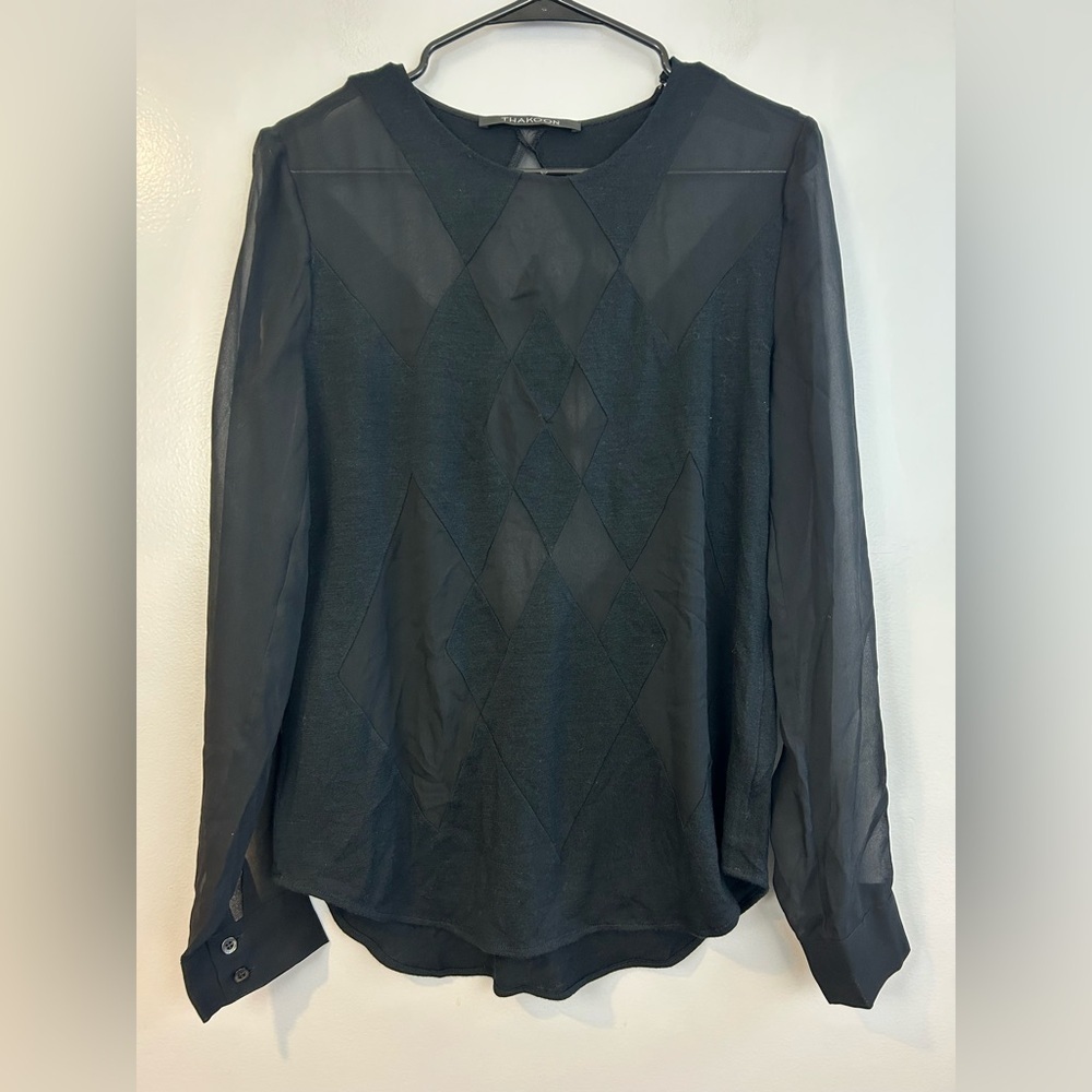 Thakoon Black Diamond Wool and Silk Long Sleeve Top/Sweater Size 6